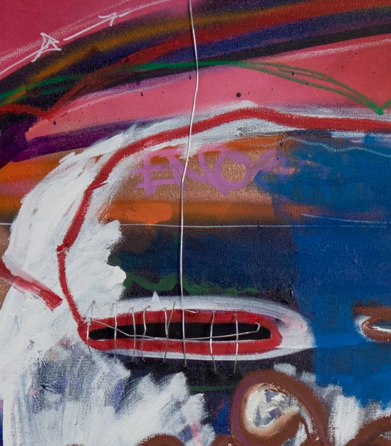 Details from Ruby Emory Painting 36x36 mixed media contemporary fine art neo expressionism